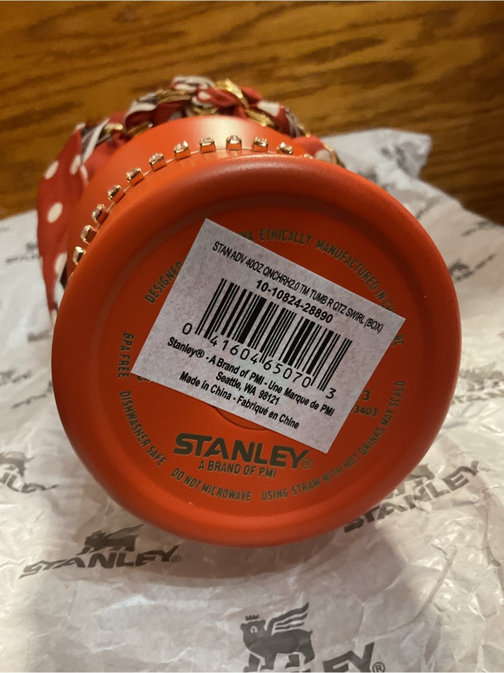 Stanley Orange Insulated Quencher-Style Tumbler with Decorative Chain - Picture 9 of 9